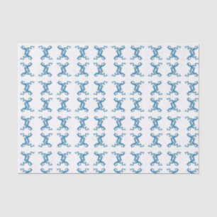 Papier Mousseline Chinoiserie Bleu Dragons chinois