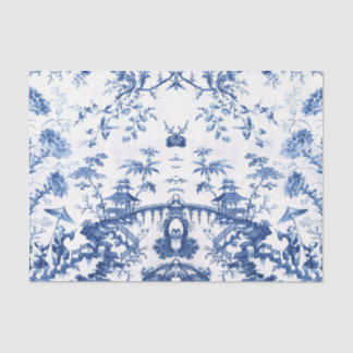 Papier Mousseline Chinoiserie bleue