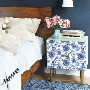 Papier Mousseline Chinoiserie Blue and White Asian Floral Decoupage