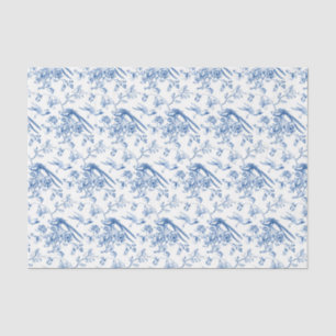 Papier Mousseline Chinoiserie Blue Flowers & Birds Découpage