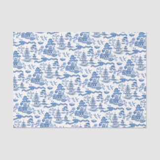 Papier Mousseline Chinoiserie Blue Willow Decoupage papier de tissus