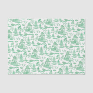 Papier Mousseline Chinoiserie Green Willow Decoupage Tissu Paper