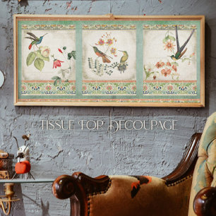 Papier Mousseline Chinoiserie Hummingbird Élégante découpage florale