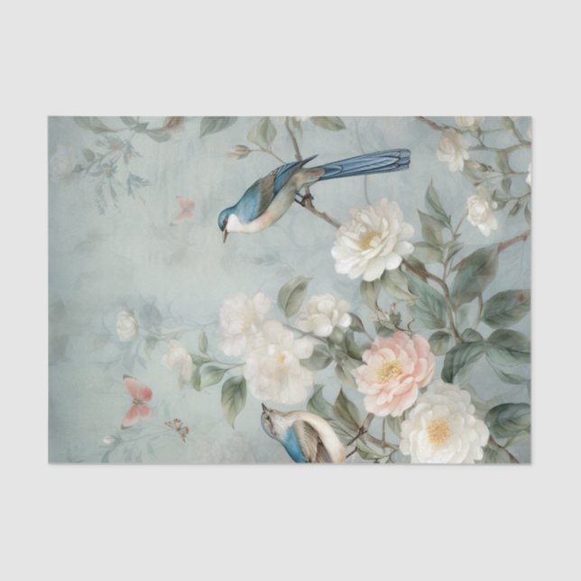 Papier Mousseline Chinoiserie Light Blue Nature (Recto)