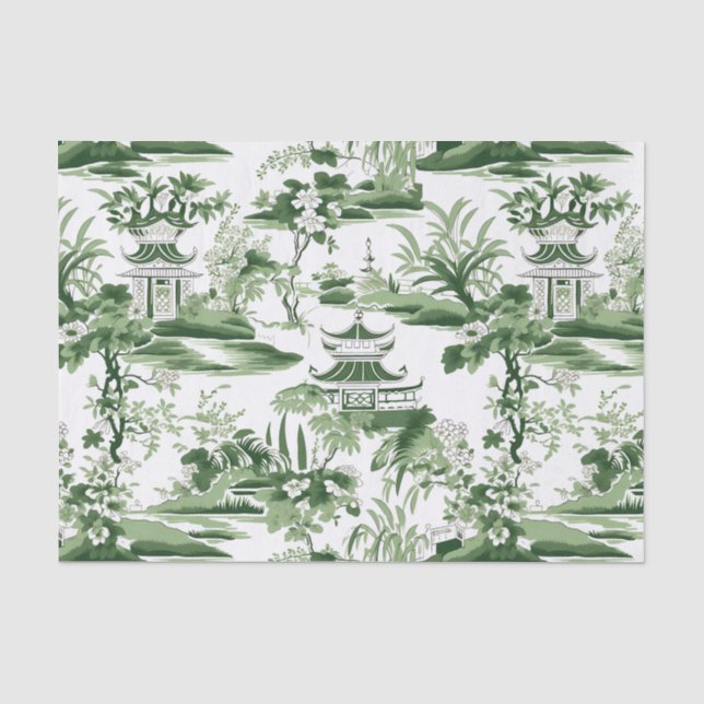 Papier Mousseline Chinoiserie Orient Peinture Paysage Découpage (Recto)
