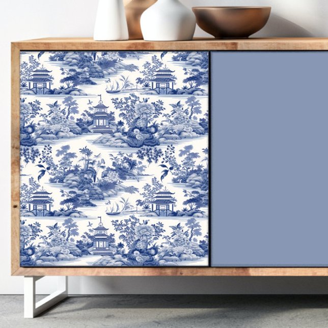 Papier Mousseline Chinoiserie Papier de fond décolpage bleu et blanc (Créateur téléchargé)