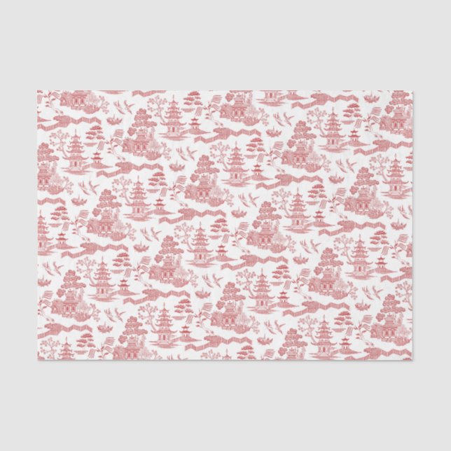 Papier Mousseline Chinoiserie Red Willow Decoupage papier de tissus (Recto)
