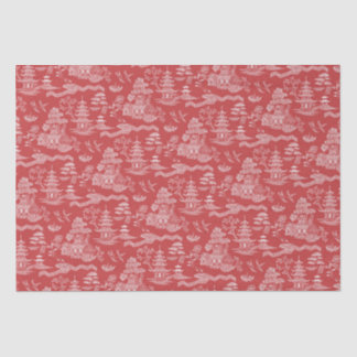 Papier Mousseline Chinoiserie Red Willow Reverse Decoupage