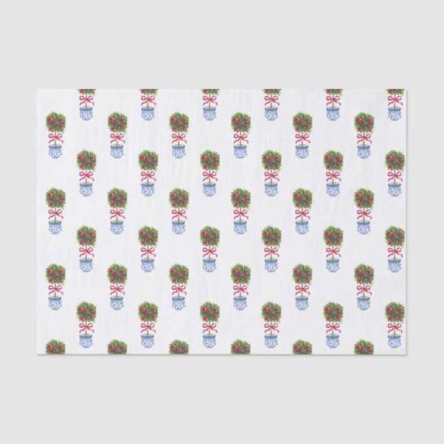 Papier Mousseline Chinoiserie Topiary Holiday (Recto)