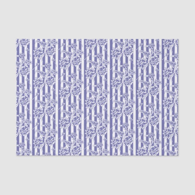 Papier Mousseline Chintz floral violet et blanc (Recto)
