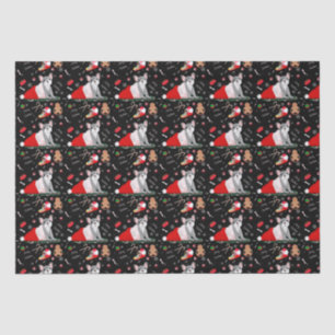 Papier Mousseline Chiot Bouledogue Français avec motif de chapeau de