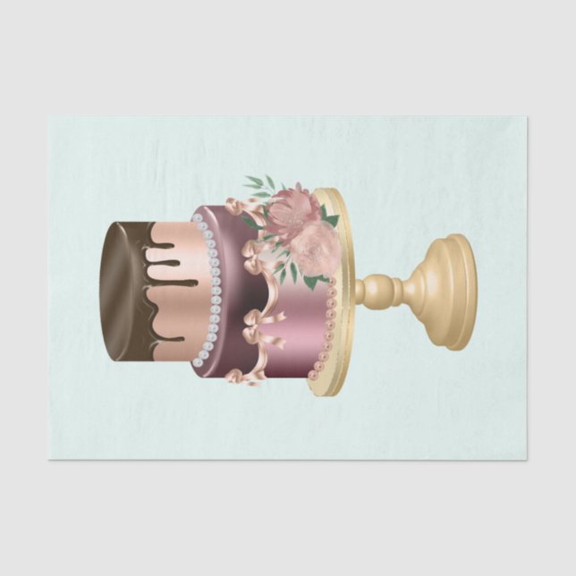 Papier Mousseline Chocolat Drives et Rose Gold Luxury Cake (Recto)