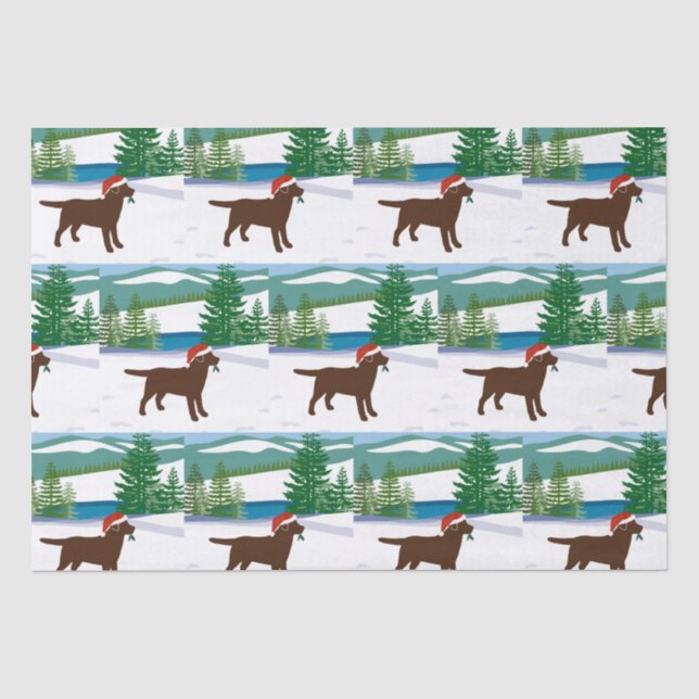 Papier Mousseline Chocolat Labrador Christmas Winter View (Recto)