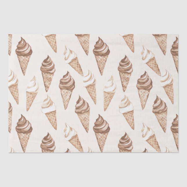 Papier Mousseline Chocolat Mocha Ice Cream Cones Anniversaire (Recto)