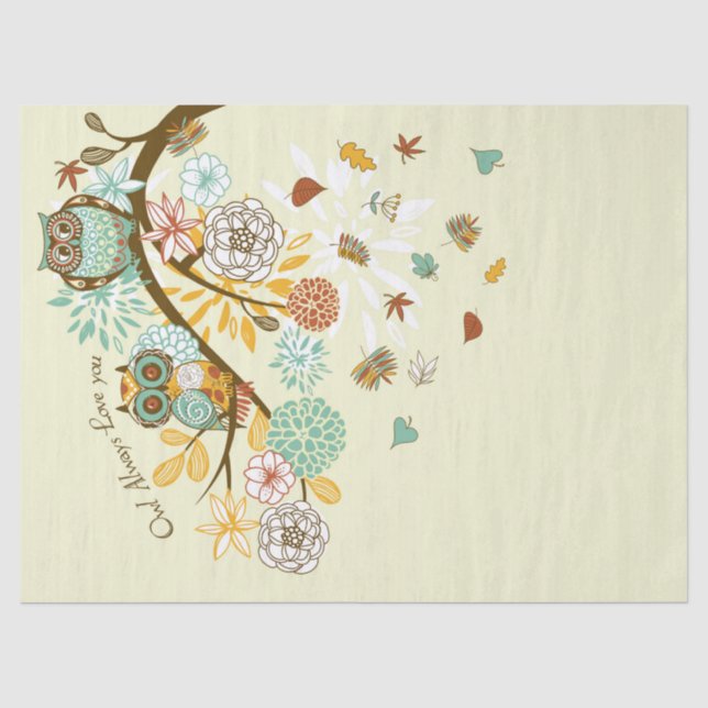 Papier Mousseline Chouette d'automne (Recto)