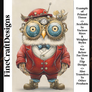 Papier Mousseline Chouette Fantaisiste Mignonne de Style Steampunk,