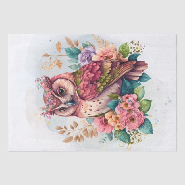Papier Mousseline Chouette florale (Recto)