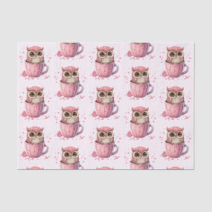 Papier Mousseline Chouette rose mignonne dans un modèle de coupe