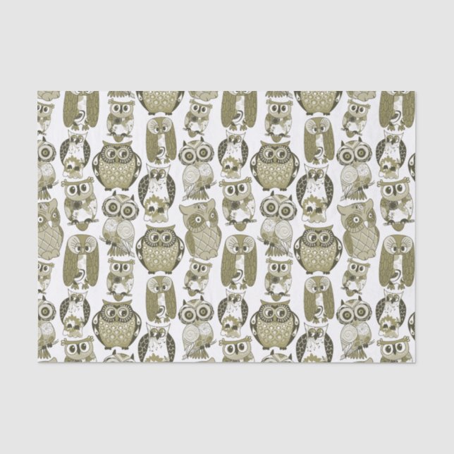 Papier Mousseline Chouettes d'or (Recto)