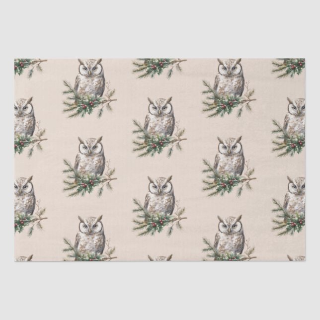 Papier Mousseline Chouettes et fleurs rustiques (Recto)