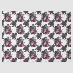 Papier Mousseline Chouettes et fleurs sur la page Découpage blanche