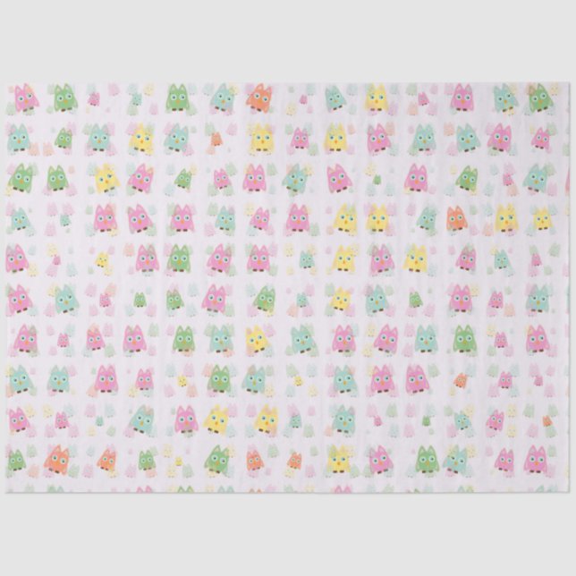 Papier Mousseline chouettes hiboux de A (Recto)
