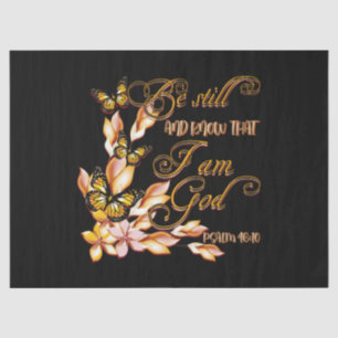 Papier Mousseline Christian Bible Verse Psaume 46:10 Fleur Papillon