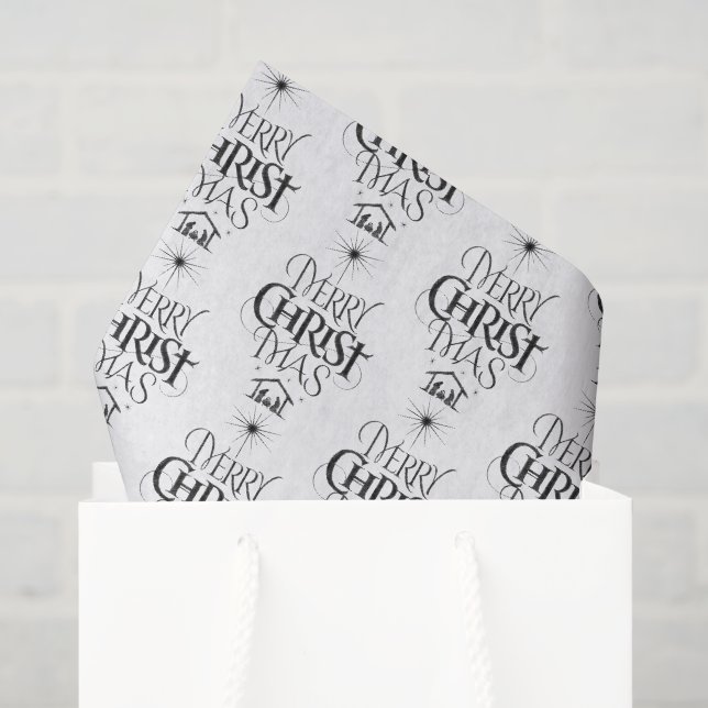 Papier Mousseline Christian Callirgaphy Joyeux Noël Jesus Chalk (Sac cadeau)