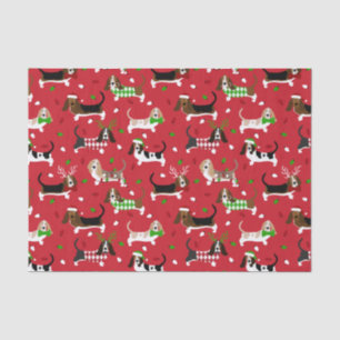 Papier Mousseline Christmas Basset Hound