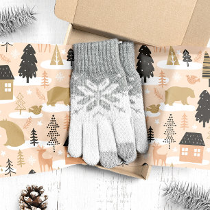 Papier Mousseline Christmas Bear Village Rose Black Gold