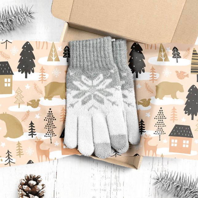 Papier Mousseline Christmas Bear Village Rose Black Gold (Créateur téléchargé)