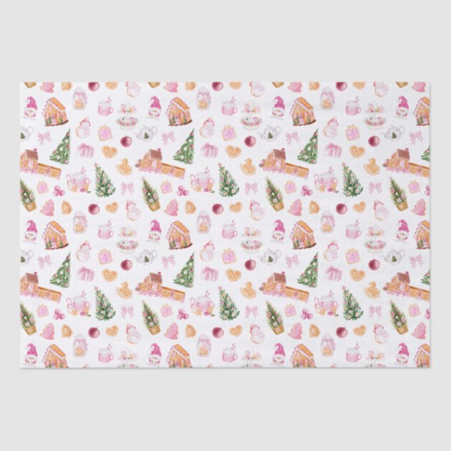 Papier Mousseline Christmas Gingerbread Pink (Recto)