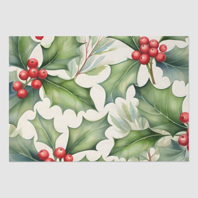 Papier Mousseline Christmas Holly Berry (Recto)
