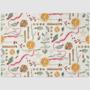 Papier Mousseline Christmas Holly Berry Cinnamon Orange Decoupage