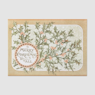 Papier Mousseline Christmas Holly Jolie Antique Salutation
