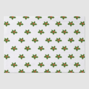 Papier Mousseline Christmas Holly Motif
