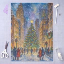 Papier Mousseline Christmas in New York – Winter City Scene 