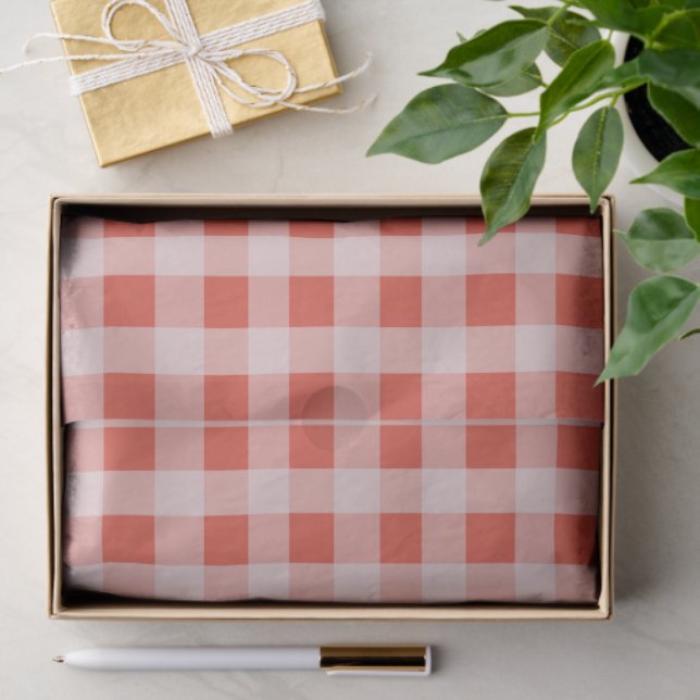 Papier Mousseline Christmas Red White Gingham (Cadeau)