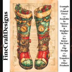 Papier Mousseline Christmas Stocking Steampunk Vibe BL3 Decoupage