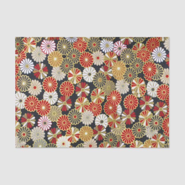 Papier Mousseline Chrysanthèmes d'or de Falln (Recto)