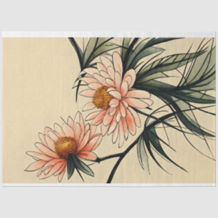 Papier Mousseline Chrysanthemum Flower Sumi-e Dessin d'encre japonai