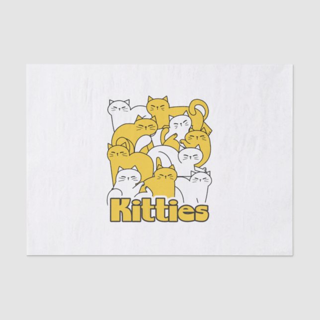 Papier Mousseline Chubby Kitties Design - Cat Art adorable (Recto)