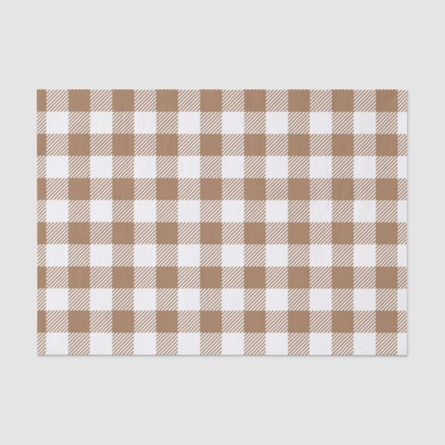 Papier Mousseline CHUTE Brown ET BLANCHE EN VICHY MOTIF PLAID (Recto)