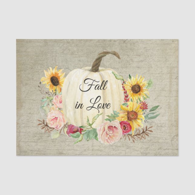 Papier Mousseline Chute en amour Citrouille Rose de tournesol Floral (Recto)