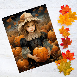 Papier Mousseline Chute Enfant tenant Citrouille Thanksgiving Découp