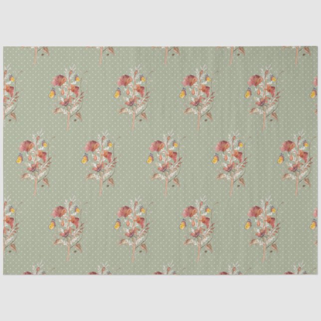 Papier Mousseline Chute Fleur sauvage Bouquet Bouquet Papillon Décou (Recto)