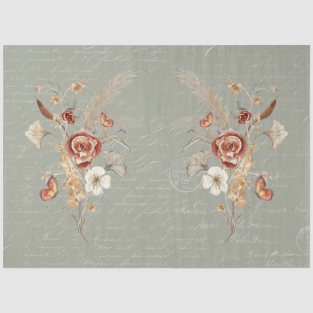 Papier Mousseline Chute Fleur sauvage Pampas Grass Sage Green Decoup (Recto)