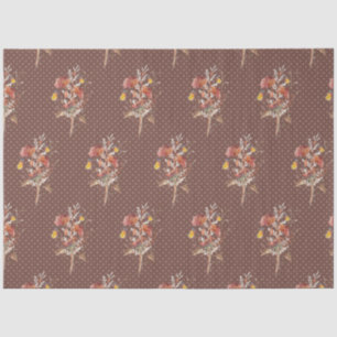 Papier Mousseline Chute Fleur sauvage papillon floral Brown Decoupag