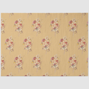 Papier Mousseline Chute Floral Fleur sauvage Papillon moutarde Décou