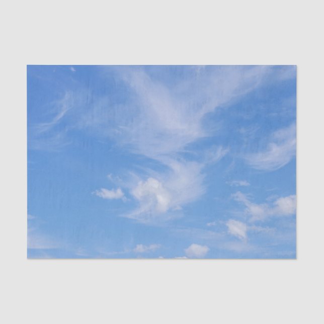 Papier Mousseline Ciel Bleu Avec Nuages Agités (Recto)
